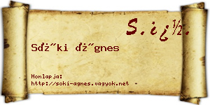 Sóki Ágnes névjegykártya